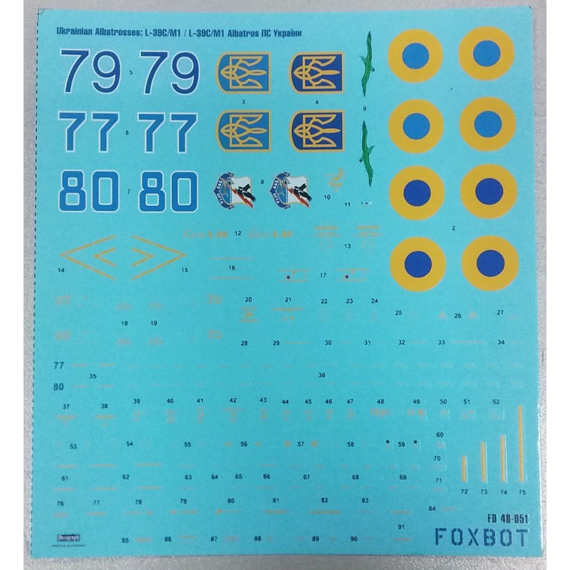 Foxbot 48-051 Decals Ukrainian Albatrosses: L-39C/M1 Albatros, Ukrainian Air Forces Scale 1:48