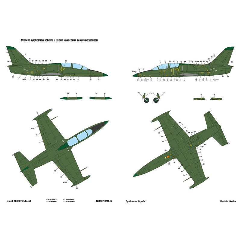 Foxbot 48-051 Decals Ukrainian Albatrosses: L-39C/M1 Albatros, Ukrainian Air Forces Scale 1:48