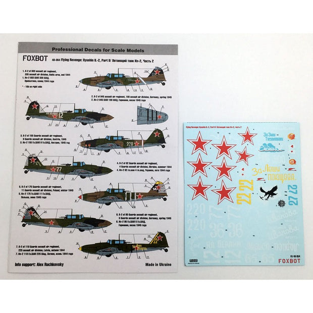 Foxbot 48-054 Decals Flying Revenge: Ilyushin IL-2, Part II Scale 1:48 for Aircraft Plastic Model Kit