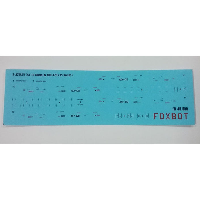 Foxbot 48-055 1:48 Decals Stencils for Soviet IR Guided Air-to-Air Missile R-27ER/ET (AA-10 Alamo) and AKU-470 Pylon (Ver.01)