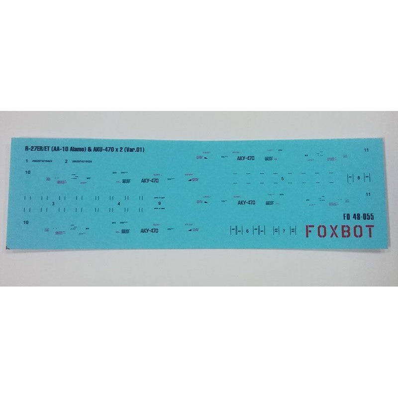Foxbot 48-055 1:48 Decals Stencils for Soviet IR Guided Air-to-Air Missile R-27ER/ET (AA-10 Alamo) and AKU-470 Pylon (Ver.01)