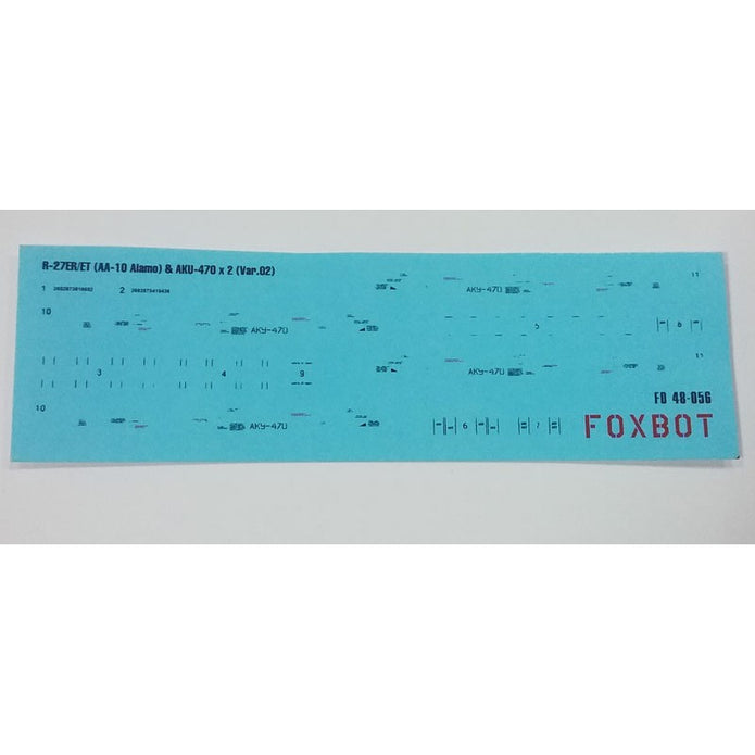 Foxbot 48-056 1:48 Decals Stencils for Soviet IR Guided Air-to-Air Missile R-27ER/ET (AA-10 Alamo) and AKU-470 Pylon (Ver.02)