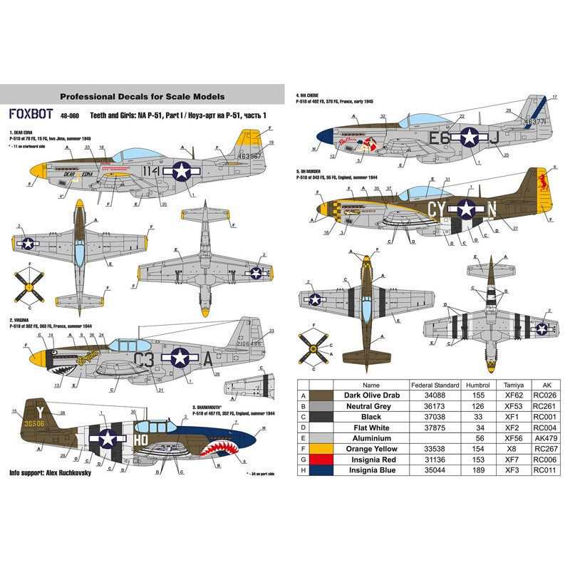 Foxbot 48-060A Decals North American P-51 Mustang, 