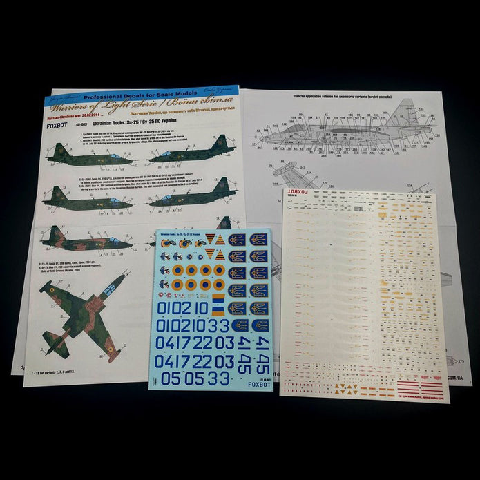 Foxbot 48-063T Decals Ukrainian Rooks: Su-25, Ukranian Air Forces and Stencils Scale 1:48 for Aircraft Plastic Model Kit