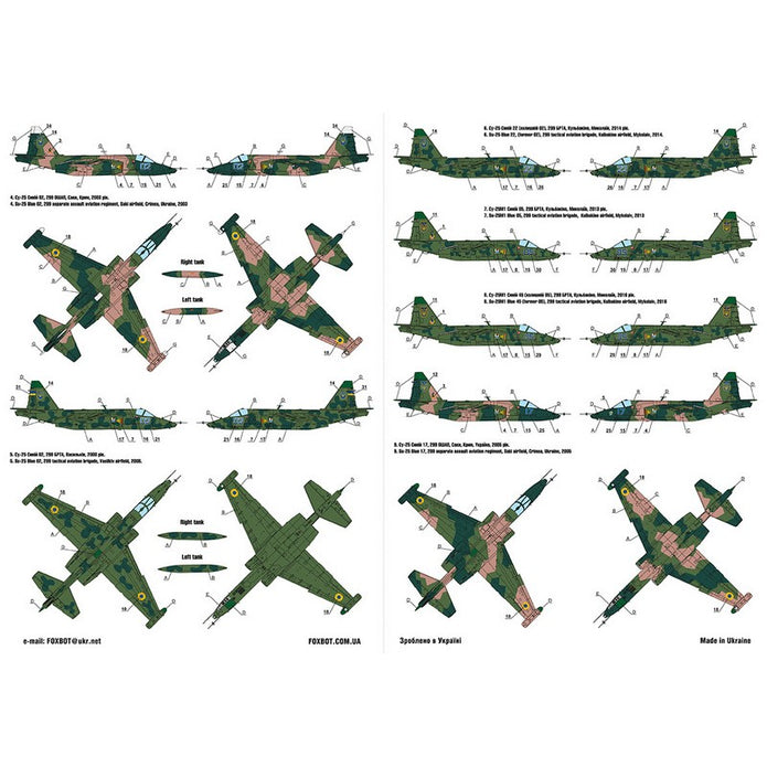 Foxbot 48-063T Decals Ukrainian Rooks: Su-25, Ukranian Air Forces and Stencils Scale 1:48 for Aircraft Plastic Model Kit