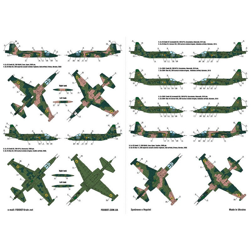 Foxbot 48-063T Decals Ukrainian Rooks: Su-25, Ukranian Air Forces and Stencils Scale 1:48 for Aircraft Plastic Model Kit