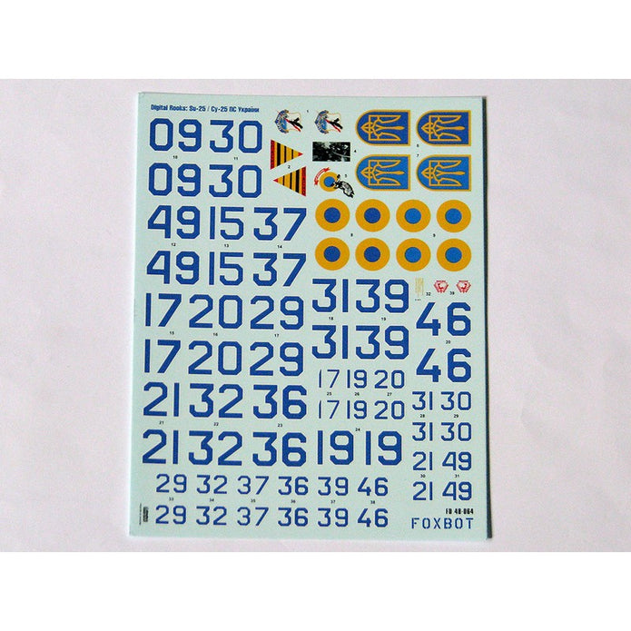 Foxbot 48-064T Decals Digital Rooks: Su-25, Ukranian Air Forces and Stencils Scale 1:48 for Aircraft Plastic Model Kit