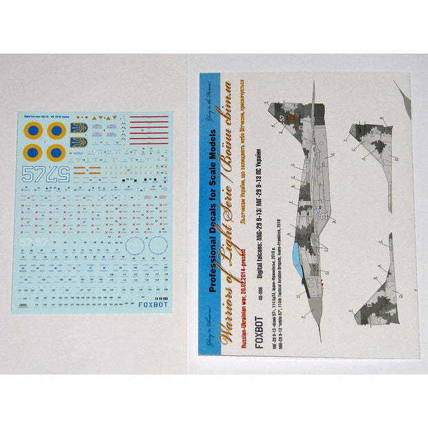 Foxbot 48-086 Decals Ukrainian Digital Falcons: MiG-29 (9-13) Scale 1:48 for Aircraft Plastic Model Kit