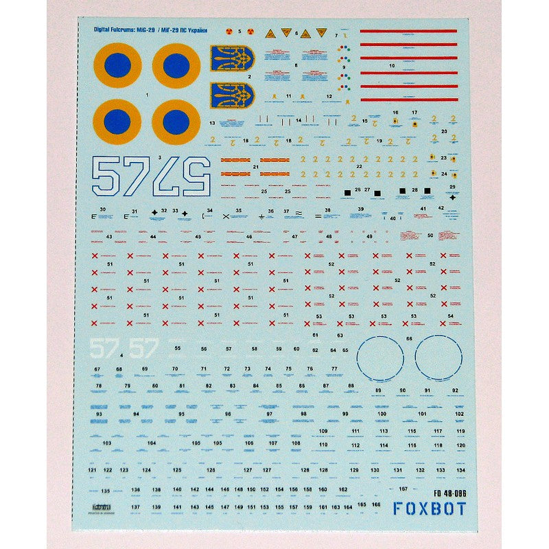 Foxbot 48-086 Decals Ukrainian Digital Falcons: MiG-29 (9-13) Scale 1:48 for Aircraft Plastic Model Kit