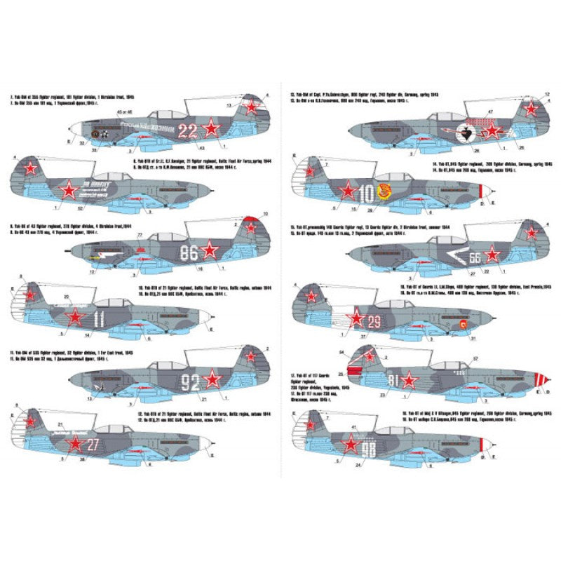 Foxbot 72-001 Decals Soviet interceptor and fighter aircraft Yak-9 M/T/TD/K Scale 1:72 for Aircraft Plastic Model Kit