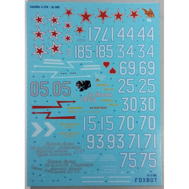Foxbot 72-005 Decals Soviet fighter Lavochkin La-5FN Scale 1:72 for Aircraft Plastic Model Kit