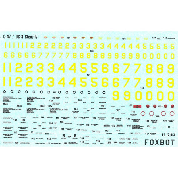 Foxbot 72-013 Decals Stencils for Douglas C-47 / DC-3 Scale 1:72 for Aircraft Plastic Model Kit