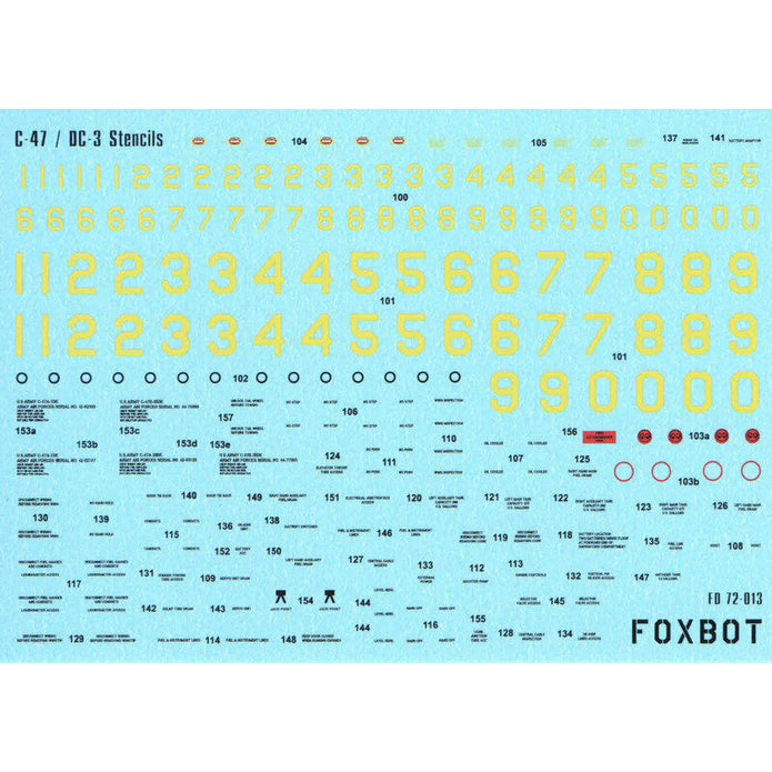 Foxbot 72-013 Decals Stencils for Douglas C-47 / DC-3 Scale 1:72 for Aircraft Plastic Model Kit