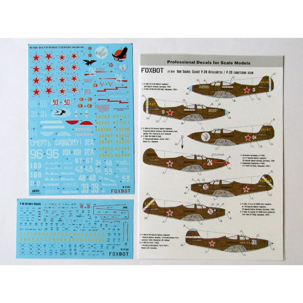 Foxbot 72-014 Decals Red Snake: Soviet Bell P-39 Airacobras Scale 1:72 for Aircraft Plastic Model Kit