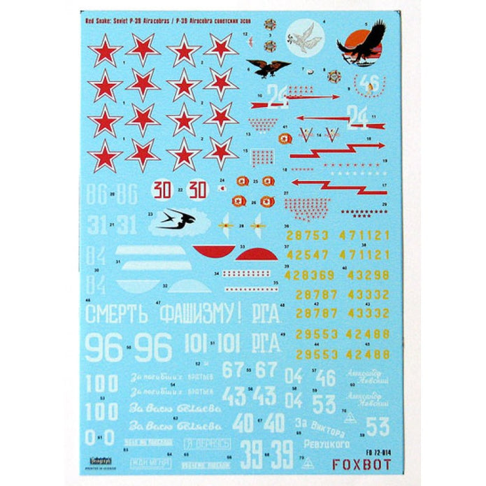 Foxbot 72-014 Decals Red Snake: Soviet Bell P-39 Airacobras Scale 1:72 for Aircraft Plastic Model Kit