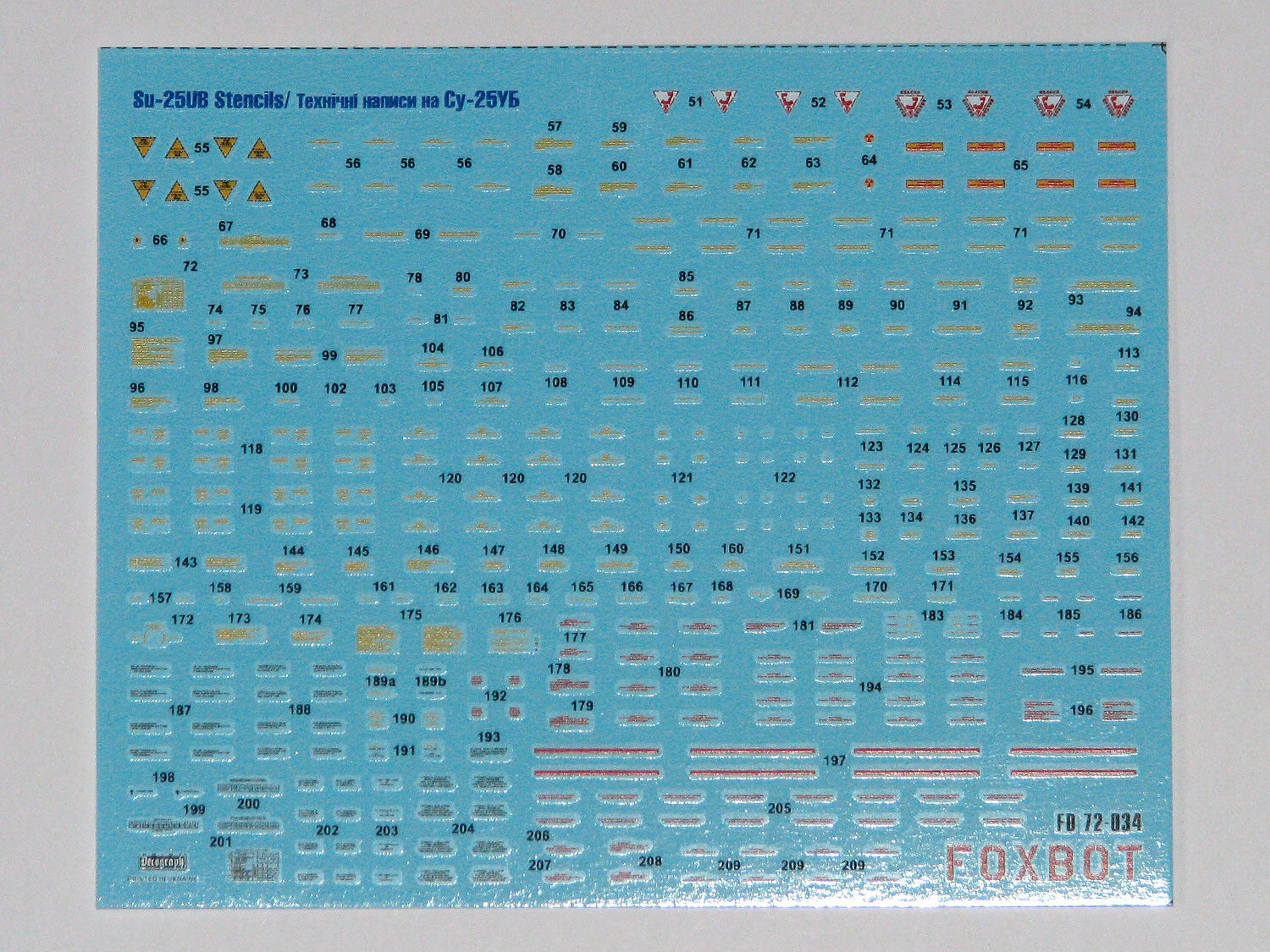 Foxbot 72-015T Decals Ukrainian Rooks: Su-25UB and Stencils Scale 1:72 for Aircraft Plastic Model Kit