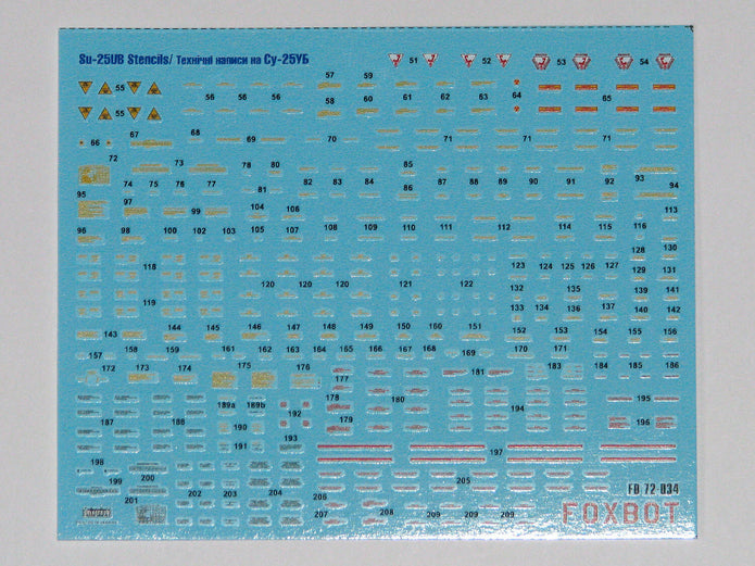 Foxbot 72-015T Decals Ukrainian Rooks: Su-25UB and Stencils Scale 1:72 for Aircraft Plastic Model Kit