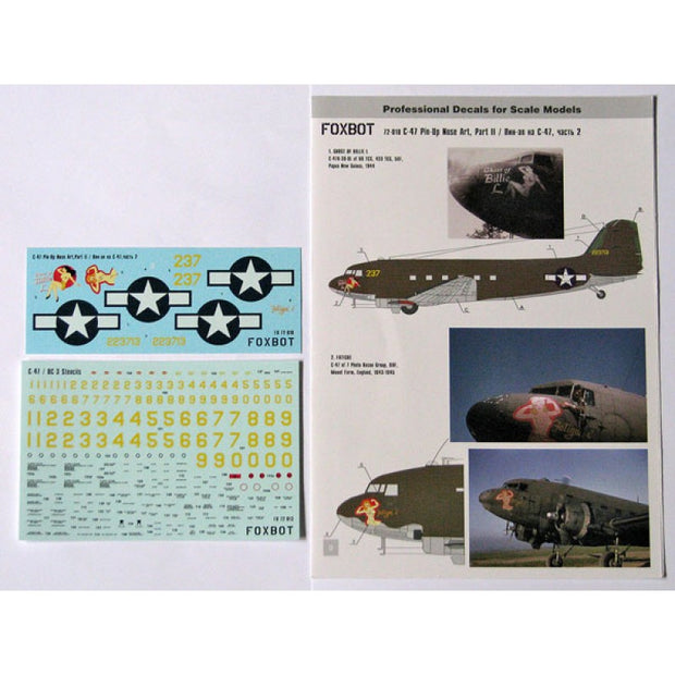 Foxbot 72-018 Decals Douglas C-47 Skytrain/Dakota Pin-Up Nose Art and Stencils (Part II) Scale 1:72