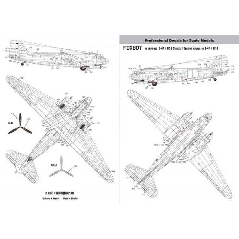 Foxbot 72-019 Decals Douglas C-47 Skytrain/Dakota Pin-Up Nose Art and Stencils (Part III) Scale 1:72