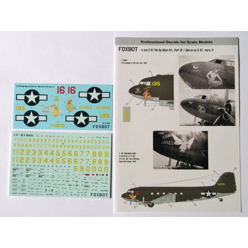 Foxbot 72-020 Decals Douglas C-47 Skytrain/Dakota Pin-Up Nose Art and Stencils (Part IV) Scale 1:72