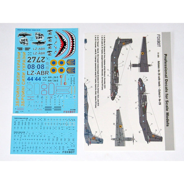 Foxbot 72-028 Decal Antonov AN-26 with Teeth Scale 1:72 for Aircraft Plastic Model Kit