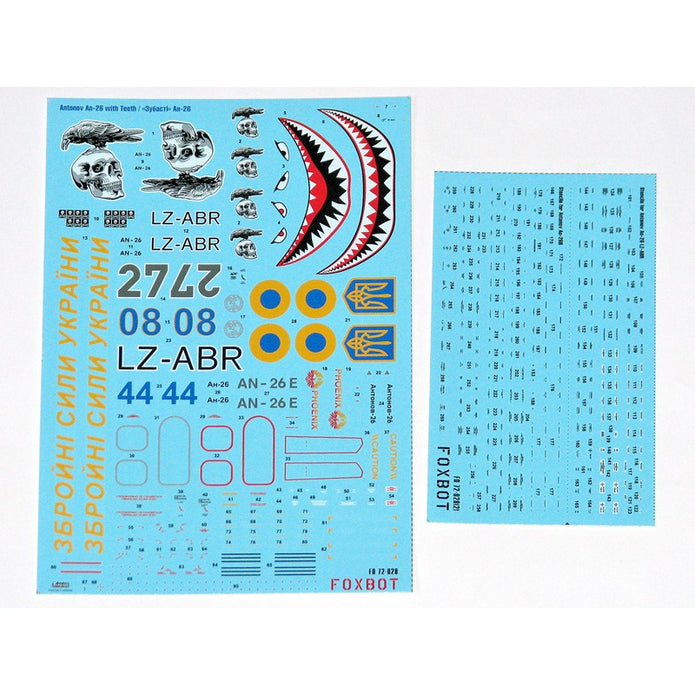 Foxbot 72-028 Decal Antonov AN-26 with Teeth Scale 1:72 for Aircraft Plastic Model Kit