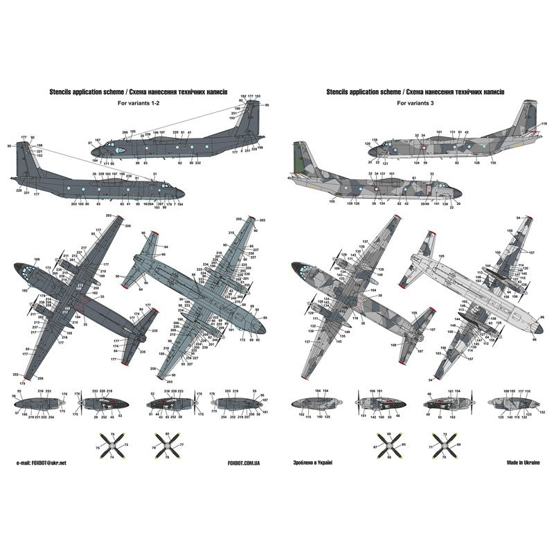 Foxbot 72-028 Decal Antonov AN-26 with Teeth Scale 1:72 for Aircraft Plastic Model Kit