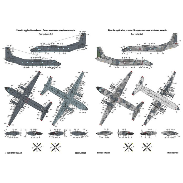Foxbot 72-028 Decal Antonov AN-26 with Teeth Scale 1:72 for Aircraft Plastic Model Kit