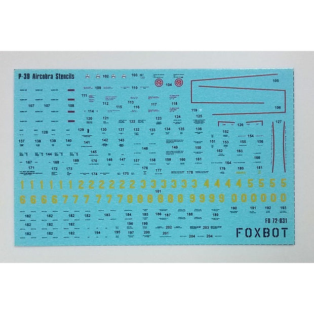 Foxbot 72-031 Decals Stencils for Bell P-39 Airacobra Scale 1:72 for Aircraft Plastic Model Kit