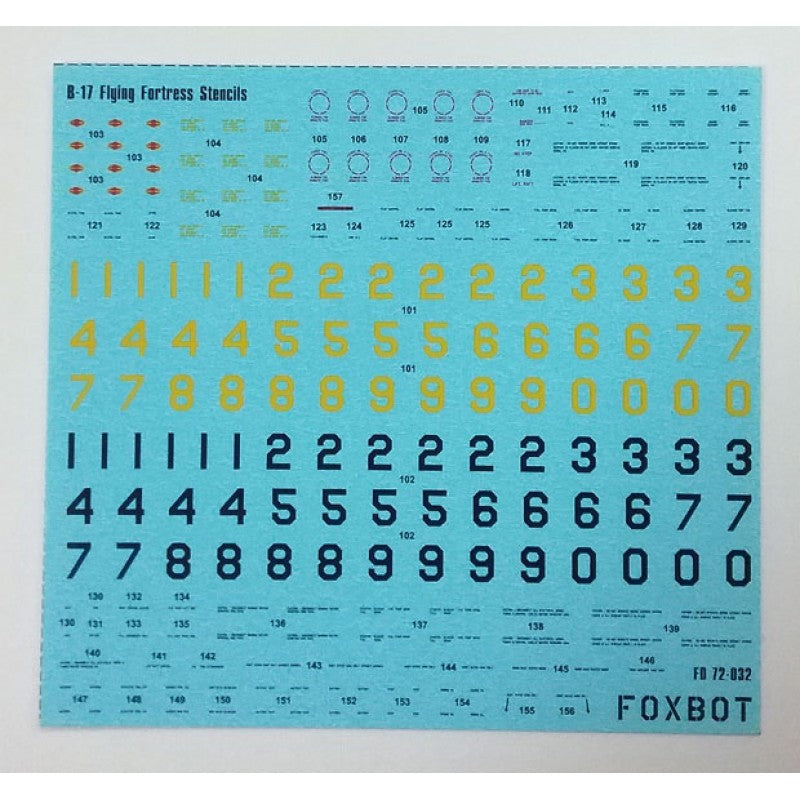 Foxbot 72-032 Decals Stencils for Boeing B-17 Flying Fortress Scale 1:72 for Aircraft Plastic Model Kit