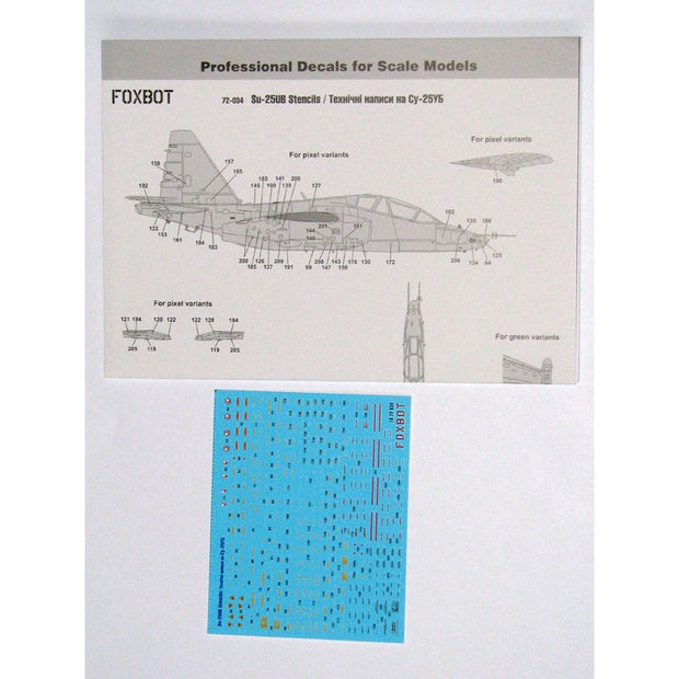 Foxbot 72-034 Decals Stencils for Su-25UB Scale 1:72 for Aircraft Plastic Model Kit