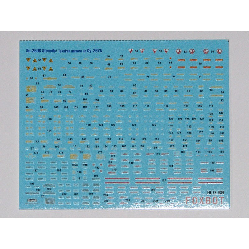 Foxbot 72-034 Decals Stencils for Su-25UB Scale 1:72 for Aircraft Plastic Model Kit