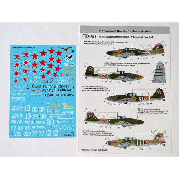 Foxbot 72-035 Decals Flying Revenge: Ilyushin IL-2 Scale 1:72 for Aircraft Plastic Model Kit