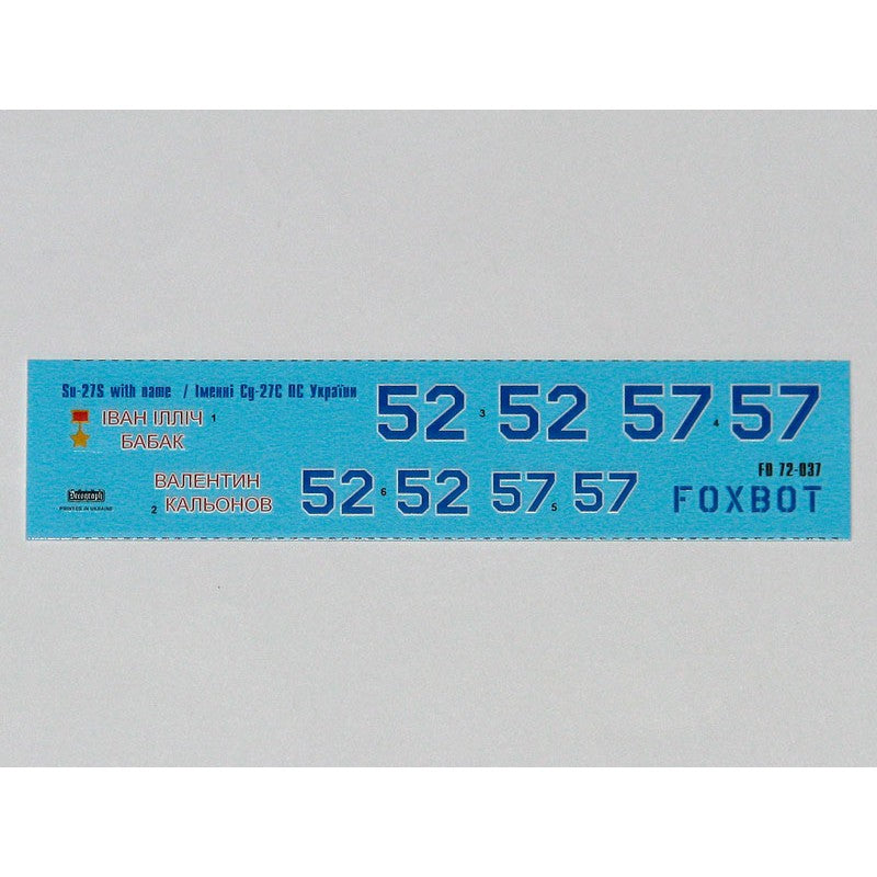 Foxbot 72-037 Sukhoi Su-27 with Name, Ukranian Air Forces, digital camouflage Scale 1:72 for Aircraft Plastic Model Kit