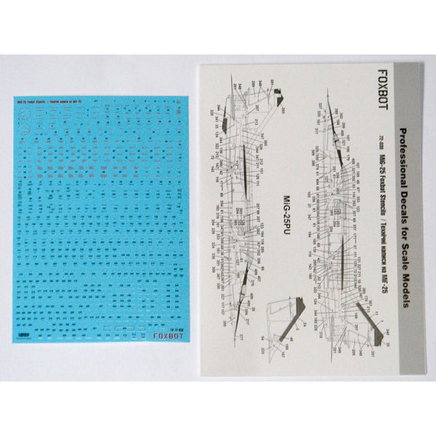 Foxbot 72-038 Decals Stencils for MiG-25 Foxbat Scale 1:72 for Aircraft Plastic Model Kit