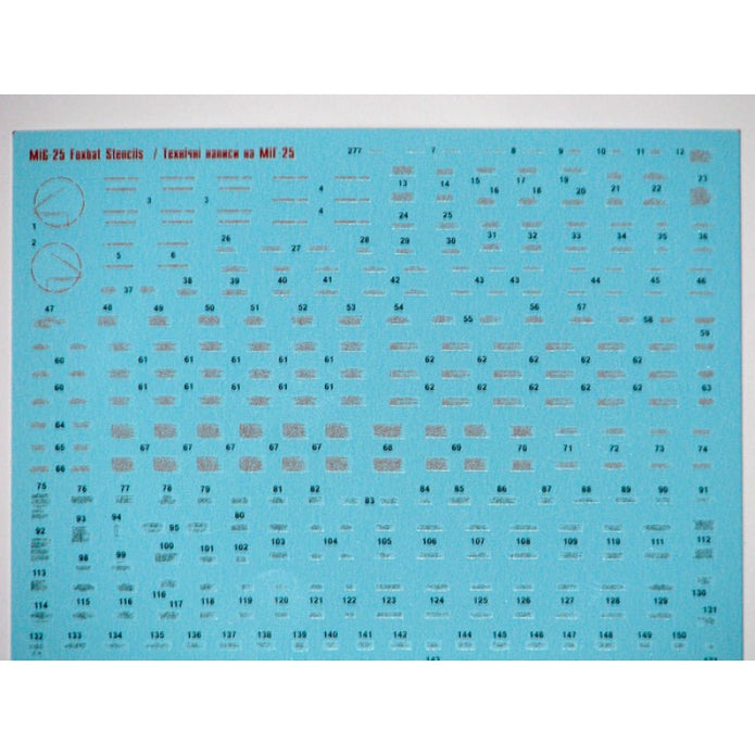 Foxbot 72-038 Decals Stencils for MiG-25 Foxbat Scale 1:72 for Aircraft Plastic Model Kit