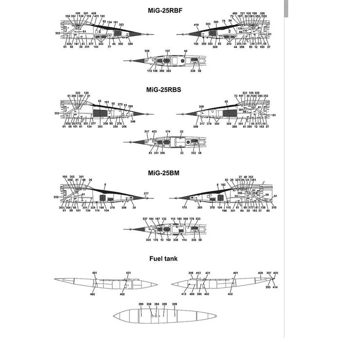 Foxbot 72-038 Decals Stencils for MiG-25 Foxbat Scale 1:72 for Aircraft Plastic Model Kit