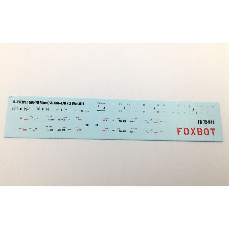 Foxbot 72-043 1:72 Decals Stencils for Soviet IR Guided Air-to-Air Missile R-27ER/ET (AA-10 Alamo) and AKU-470 Pylon (Ver.01)