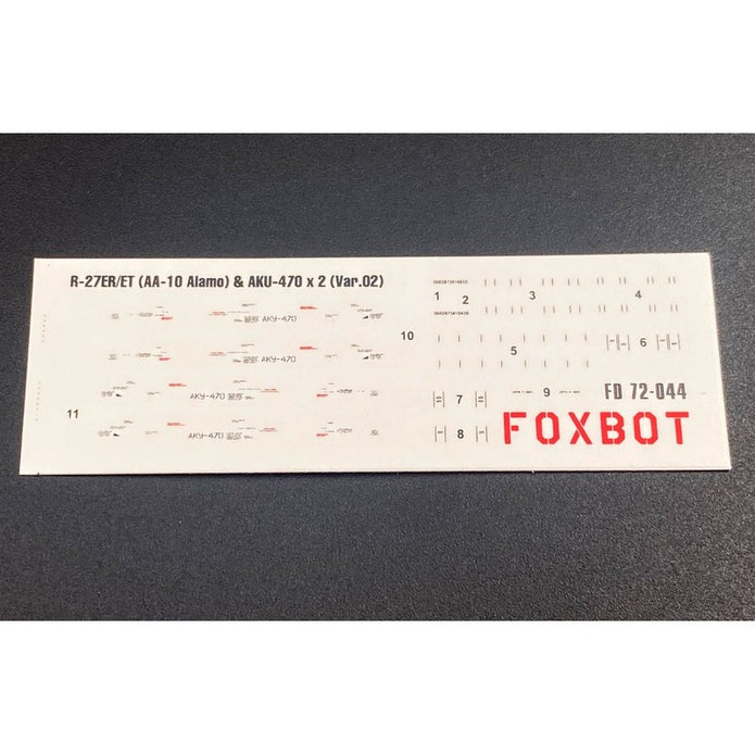 Foxbot 72-044 1:72 Decal: Stencils for Soviet Short-range air-to-air Missile R-27ER/ET (AA-10 Alamo) and AKU-470 Pylon (Ver.02)
