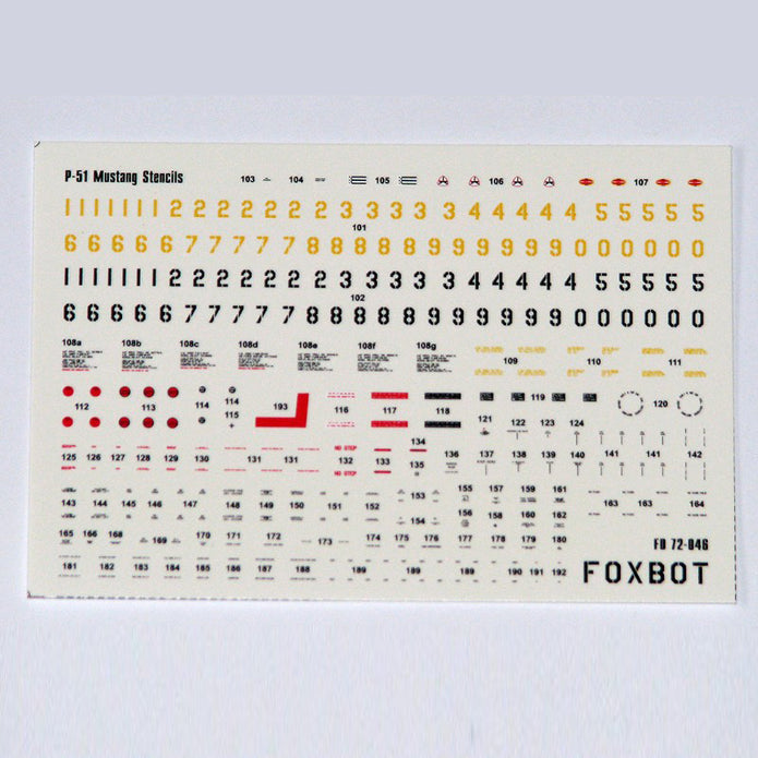 Foxbot 72-046 Decals Stencils for North American P-51 Mustang Scale 1:72 for Aircraft Plastic Model Kit