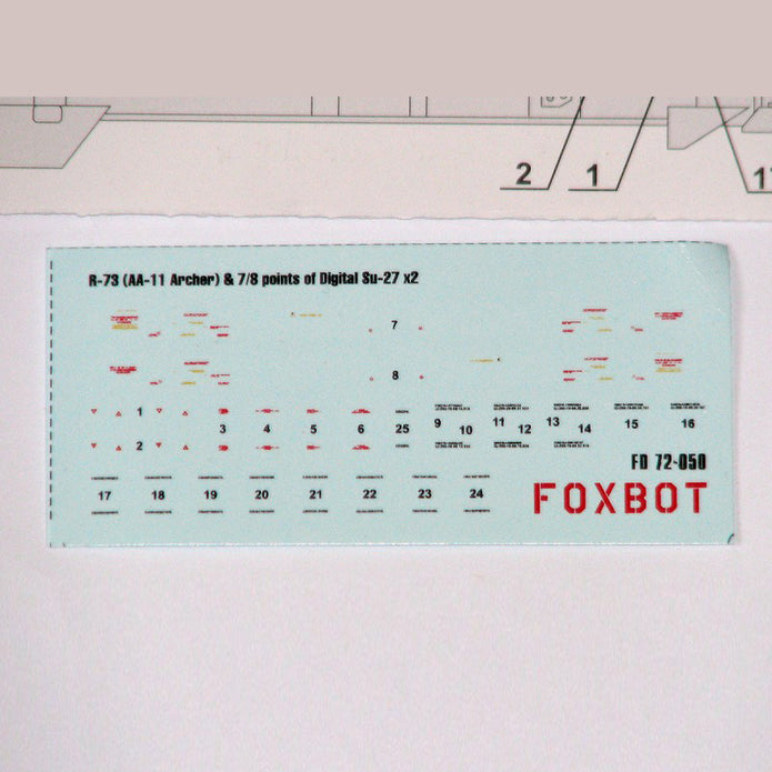 Foxbot 72-050 Decals Soviet Missile R-73 (AA-11 Archer) & 7/8 points of Digital Su-27 Stencils Scale 1:72