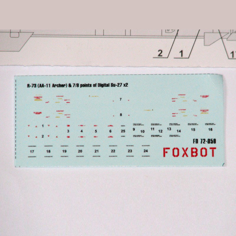 Foxbot 72-050 Decals Soviet Missile R-73 (AA-11 Archer) & 7/8 points of Digital Su-27 Stencils Scale 1:72