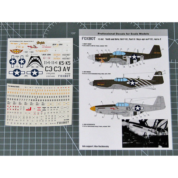Foxbot 72-052 Decals U.S.A.F. North American P-51 Mustang Nose Art and Stencils (Part 2) Scale 1:72