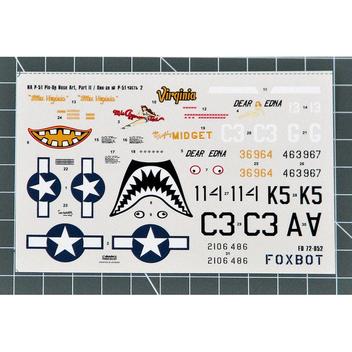 Foxbot 72-052 Decals U.S.A.F. North American P-51 Mustang Nose Art and Stencils (Part 2) Scale 1:72