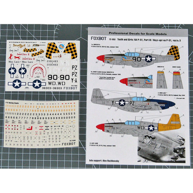 Foxbot 72-053 Decals U.S.A.F. North American P-51 Mustang Nose Art and Stencils (Part 3) Scale 1:72