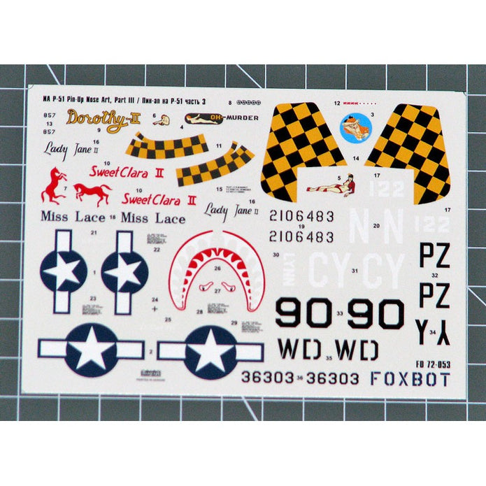 Foxbot 72-053 Decals U.S.A.F. North American P-51 Mustang Nose Art and Stencils (Part 3) Scale 1:72