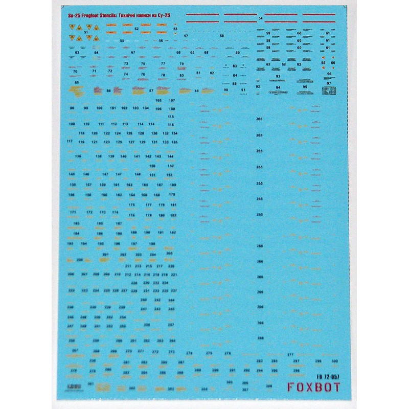 Foxbot 72-055T Decals Ukrainian Rooks: Sukhoi Su-25 Ukranian Air Forces and Stencils Scale 1:72