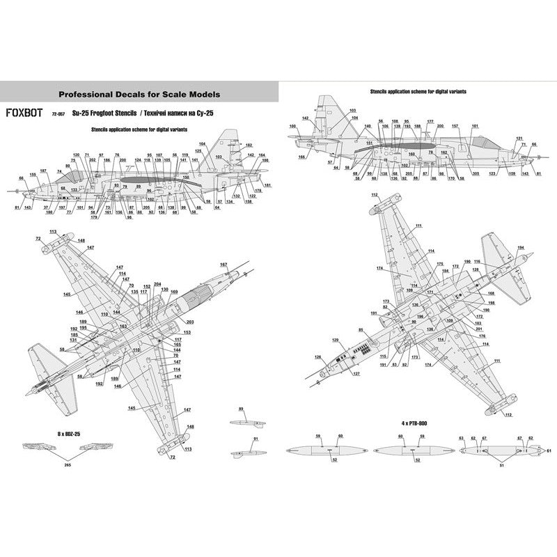 Foxbot 72-057 Decal: Stencils for Su-25 Ukrainian Air Force Scale 1:72 for Aircraft Plastic Model Kit
