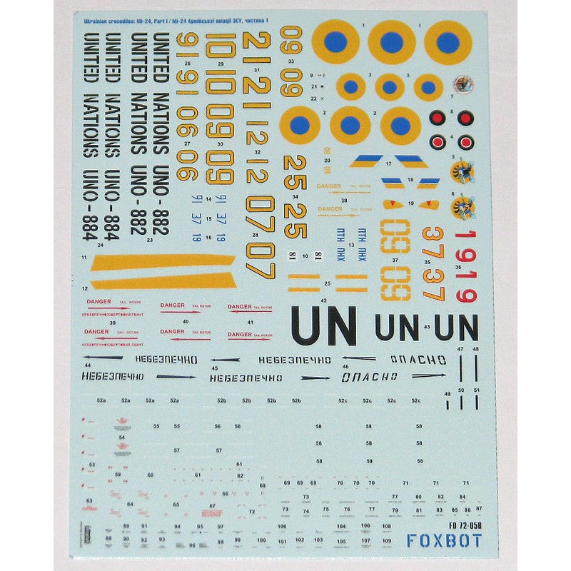 Foxbot 72-058 Decals Mil Mi-24 Ukrainian Air Forces, Ukrainian Crocodiles, Part I Scale 1:72 for Aircraft Plastic Model Kit