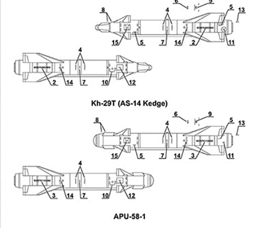 Foxbot 72-064 Decals Stencils for soviet air-to-surface missile Kh-29L/T (AS-14 Kedge) and APU-58-1 Scale 1:72